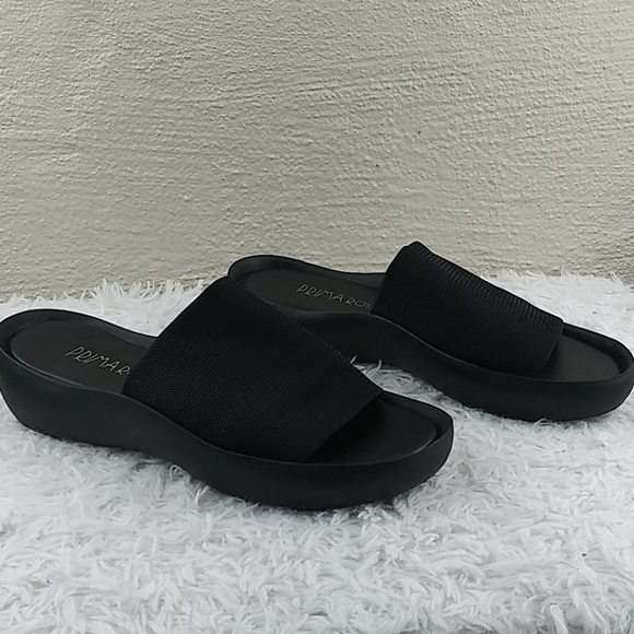 Prima Royale Penelope Black Round Toe Wide Elastic Strap Platform Mule Shoe - Picture 4 of 12